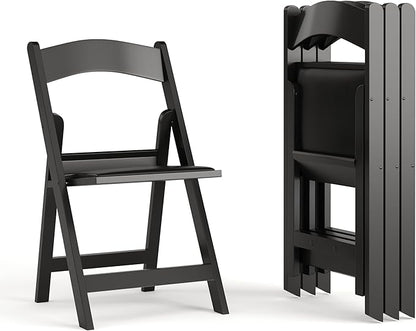 Flash Furniture Hercules Series Folding Chairs for Weddings and Formal Events, Stackable Commercial Event Seats with 1,000-lb. Static Weight Capacity, Set of 4, Black
