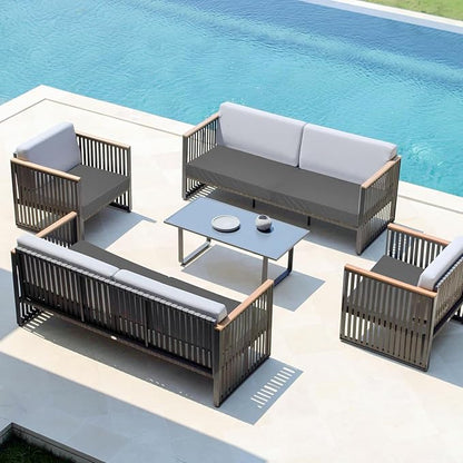 Easy-Going Waterproof Patio Cushion Covers ONLY Cover 24x24x4 inch 2 Pack Replacement Non-Slip Outdoor Seat Cushion Slipcover with Zipper. Dark Gray