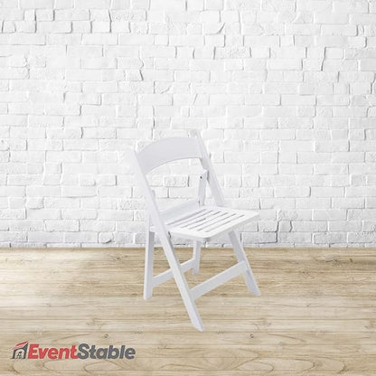EventStable Titan PRO Resin Folding Chair - Slatted Seat Folding Chair for Weddings Parties Events - Indoor/Outdoor Lightweight Foldable Chair - 100 Pack