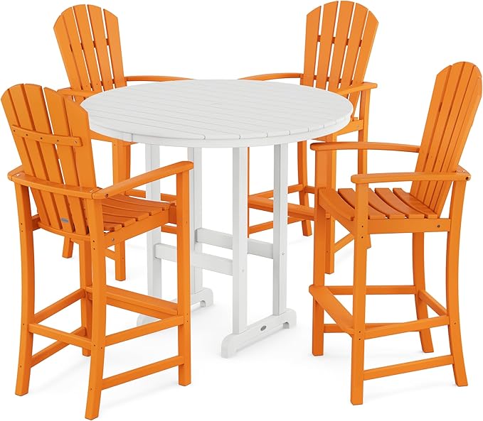 POLYWOOD® Palm Coast Bar Set, Tangerine/White