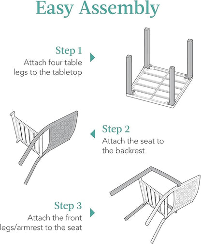 Best Choice Products 3-Piece Outdoor Bistro Set, Stackable Modern Steel Furniture for Porch, Garden w/ 2 Chairs, Table, Geometric Decor - Mint Green