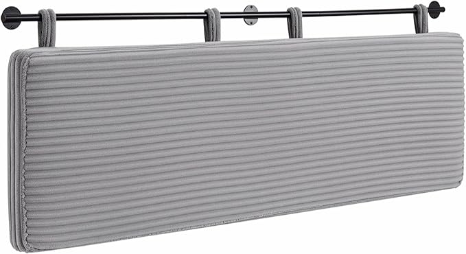 UEV King Headboard Only, Wall Mounted Hanging Upholstered Bed Head Board, Modern Vertical Channel Design of Fine Flannel, Elegant Grey Fluted Headboard for Bedroom (Grey, King Size)