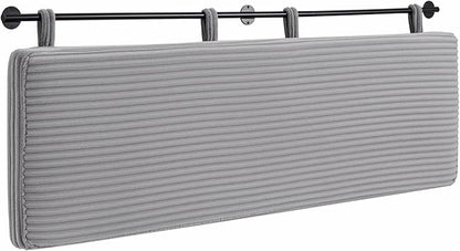 UEV King Headboard Only, Wall Mounted Hanging Upholstered Bed Head Board, Modern Vertical Channel Design of Fine Flannel, Elegant Grey Fluted Headboard for Bedroom (Grey, King Size)