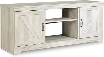Signature Design by Ashley Bellaby Farmhouse 4-Piece Entertainment Center for TVs up to 72" with Adjustable Shelves, Whitewash