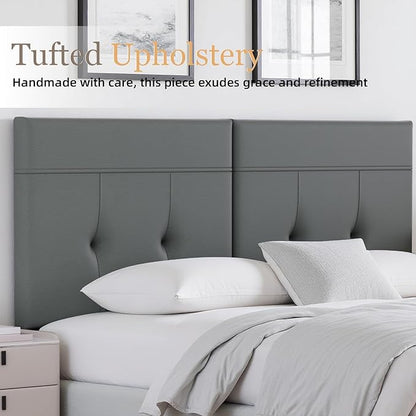 Upholstered King Size Headboard, Headboard King with Sturdy Metal Legs, Tufted Upholstery Design Bed Headboards with Adjustable Width & Height (Grey)