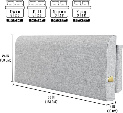 Upholstered Queen Headboard, No Tools Needed, Wall Mounted Headboard with Removeable Washable Linen, Multi-Functional Backrest (Grey)