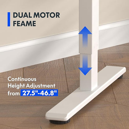 FLEXISPOT E3 Dual Motor Electric Standing Desk 55x28 Inch Whole-Piece Board Height Adjustable Electric Sit Stand Desk (White Frame + Marble Grey Desktop, 2 Packages)