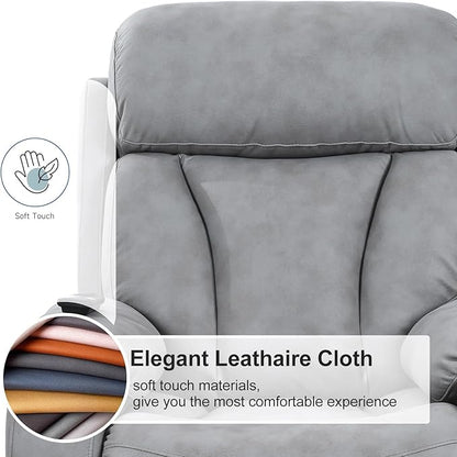 Power Lift Chair Recliners for Elderly, Leathaire Modern Adult Power Lift Chair Overstuffed Electric Lift Recliner Chair with Side Pocket for Living Room Bedroom (Light Gray)