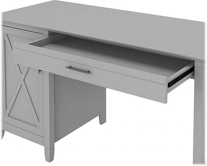 Bush Furniture Key West 54W Computer Desk with Storage and 2 Drawer Lateral File Cabinet in Cape Cod Gray