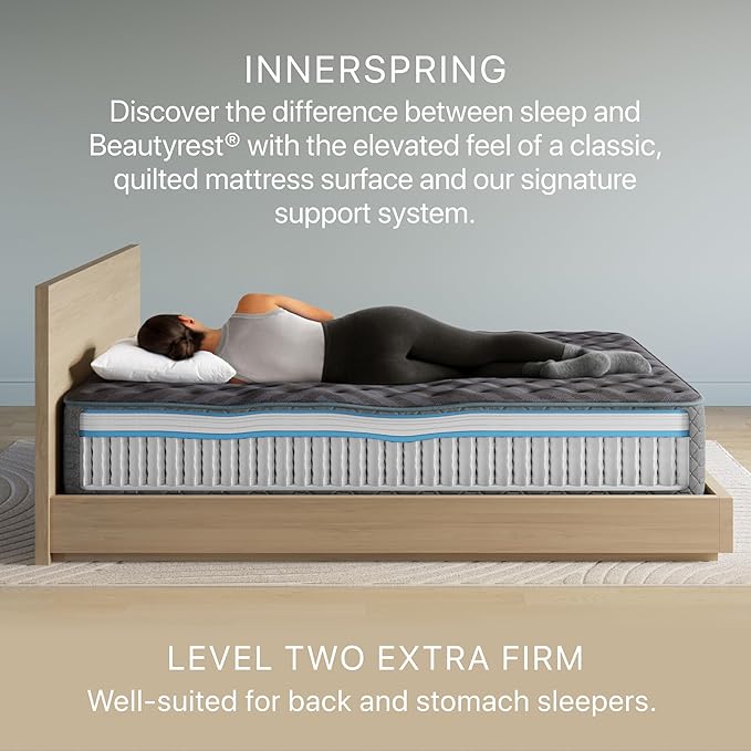 Beautyrest Days End Extra Firm 13.25" Mattress - Cal King - Cooling Tech, Supportive Durable Pocketed Coils, Pressure Relief, Motion Separation; 100 Night Sleep Trial and 10 Year Warranty