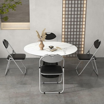 S AFSTAR Folding Chairs Set of 2, Metal Folding Chairs with Carrying Handles, Padded Seats, Non-Slip Foot Pads, Indoor & Outdoor Foldable Padded Chairs for Home Office Reception Room Church, Black