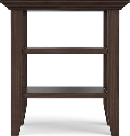 SIMPLIHOME Acadian SOLID WOOD 19 inch Wide Square Transitional End Table in Warm Walnut Brown for the Living Room and Bedroom