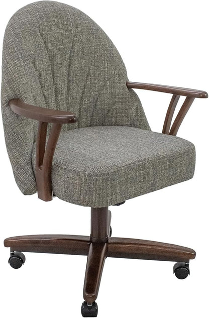 Chromcraft Swivel Tilt Chairs, Luxe Wooden Arm All-Metal Pedestal Base Chairs with Wheels for Kitchen