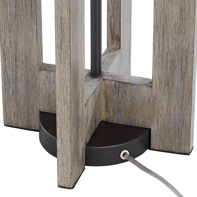 Possini Euro Design Arrista Modern 63" Tall Standing Floor Lamp Cylinder Foot Switch Wood Gray Wash Finish Living Room Bedroom House Reading Office Home Decor Entryway Dining Indoor White Shade