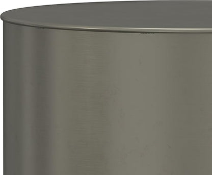 SIMPLIHOME Curtis Industrial 16 Inch Wide Metal Cylinder Accent Table in Ombre Black / Silver, Fully Assembled, For the Living Room and Bedroom