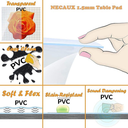 NECAUX Custom 18 x 59 Inch Frosted Table Cover Protector, 1.5mm Thick Plastic Waterproof Heavy Duty Table Pad Desk Mat Protector for Coffee Table, Writing Desk, Sofa Table, Media Stand, Countertop
