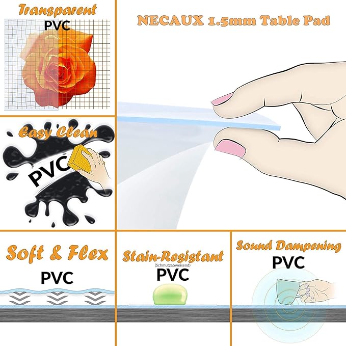 NECAUX Custom 18 x 47.3 Inch Clear Desk Cover Protector, 1.5mm Thick Plastic Pad, Clear Table Cover for Coffee Table, Media Stand