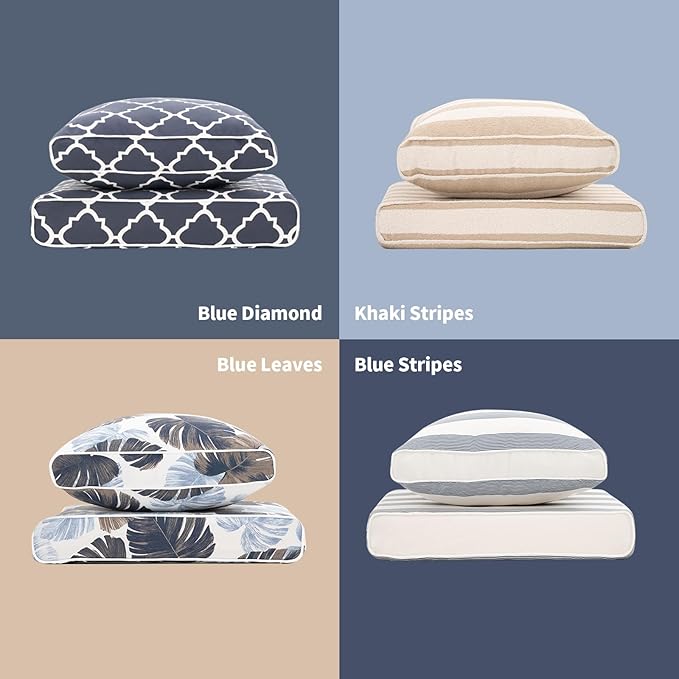 Outdoor Cushion Set for Patio Furniture Deep Seat Chair Cushions Sofa Chair Pad, 24.4x23.6 Inch, Khaki Stripe