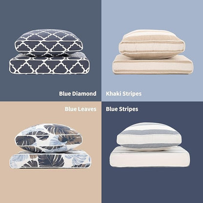 Outdoor Cushion Set for Patio Furniture Deep Seat Chair Cushions Sofa Chair Pad, 24.4x23.6 Inch, Khaki Stripe