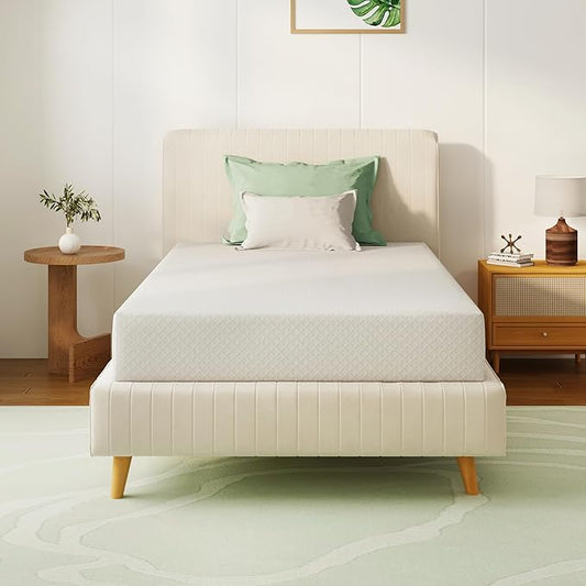Twin XL Mattress 8 Inch Green Tea Memory Foam Mattress for Cool Sleep & Pressure Relief, Medium Feel Support, Fiberglass Free, Bed in a Box, Removable Washable Cover, CertiPUR-US Certified