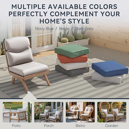 7-Piece Outdoor Patio Cushion Set - Fade & Water Resistant with Removable Olefin Cover, 22x24x4 Inch Memory Foam Cushions for Wicker Sectional Sof - Beige/Crescent