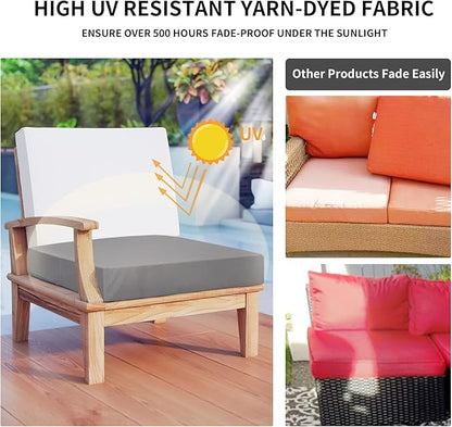 Easy-Going Waterproof Patio Cushion Covers 22x22x4 inch 2 Pack Replacement Non-Slip Outdoor Seat Cushion Slipcover with Zipper. Gray
