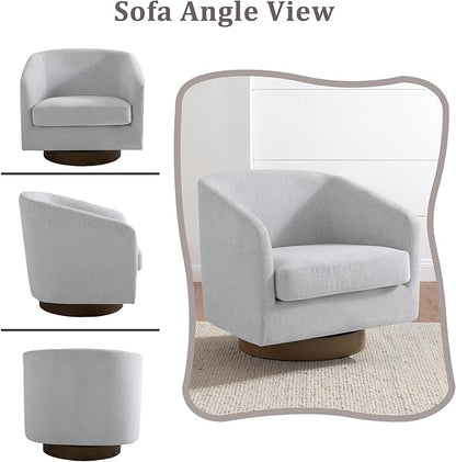 Lumibee Swivel Accent Chairs Set of 2, Chenille Fabric Swivel Barrel Chairs for Living Room, Modern Comfy Upholstered Round Armchairs Single Sofa Chairs for Bedroom, Club-Bright Gray