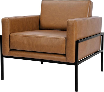 HomePop Modern Metal Frame Accent Chair Home Décor|Accent Chairs for Living Room & Bedroom - Carmel Faux Leather