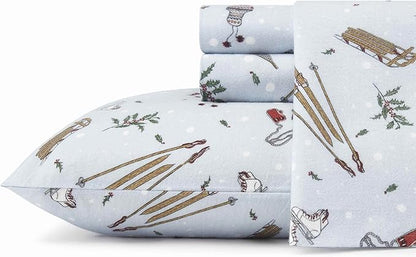 Eddie Bauer - Twin Sheets, Cotton Flannel Bedding Set, Brushed For Extra Softness, Cozy Home Decor (Snow Days, Twin)