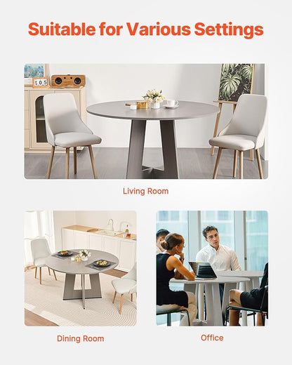 VEVOR Round Dining Table, 47 inch Wood Table for 4-6 Person, Farmhouse Circle Dinner Furniture, Rustic Leisure Tables with Thick Wooden Legs, for Home Kitchen Living Room, Grey (Only Table)
