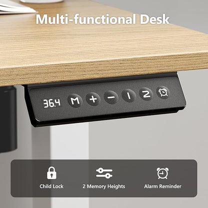 Electric Standing Desk 55 x 24 Inches, Height Adjustable Sit Stand Home Office Computer Desk with Memory Presets,Wood Color