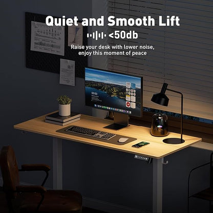 63 x 28 Inch Electric Standing Desk Adjustable Height, Sit Stand Desk, Stand up Desk for Home Office, Computer Workstation (Spliced Desktop,Oak)