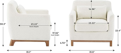 VANOMi Accent Chairs for Living Room, Sherpa Oversize Accent Chair with Thick Cushion 31 Inch Comfy Chair for Bedroom, Apartment, Light Camel