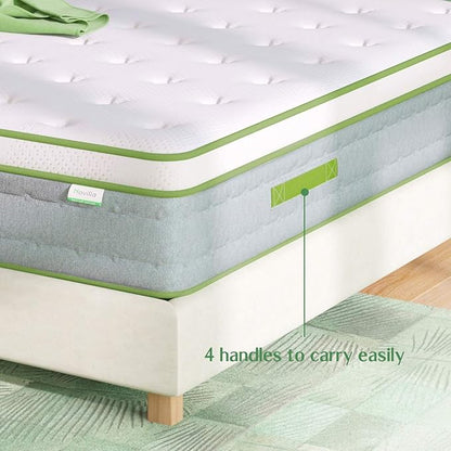 Novilla Queen Size Mattress, 10 Inch Hybrid with Gel Memory Foam & Individually Wrapped Pocket Coils Innerspring, Queen Spring Mattresses for a Cozy & Peaceful Sleep
