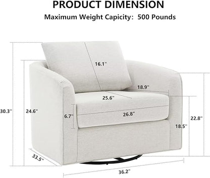 MINCETA Accent Chairs Set of 2, 360° Swivel Barrel Chair with High Density Foam, Oversized Reading Chair with Performance Fabric Upholstered Armchair for Living Room, Bedroom, Apartment White