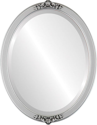 OVALCREST Oval Beveled Wall Mirror for Home Decor - Athena Style - Silver Spray - 18" x 14" Outside Dimensions