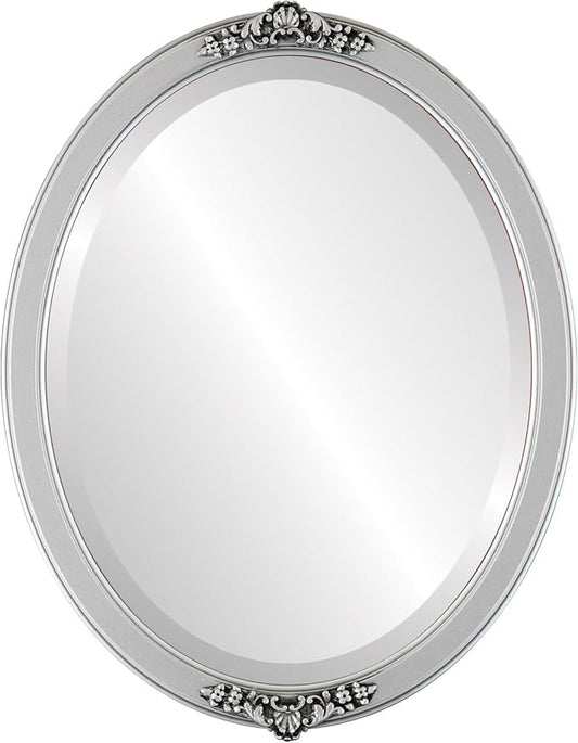 OVALCREST Oval Beveled Wall Mirror for Home Decor - Athena Style - Silver Spray - 18" x 14" Outside Dimensions