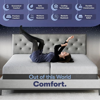 Celestial Sleep Gel Memory Foam Mattress in a Box, Made in The USA, CertiPUR-US® Certified Foam, Oeko-Tex, and Fiberglass-Free Certified Bed, 10 inch Medium - Split King
