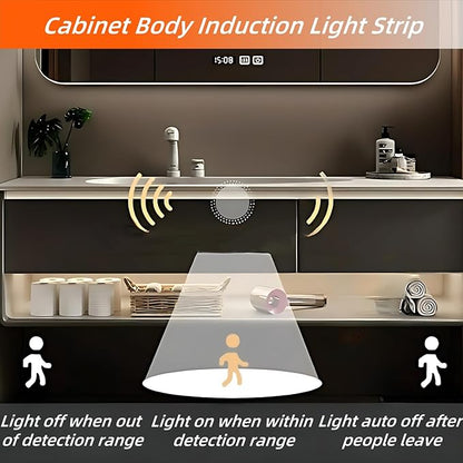 64IN Grey Bathroom Vanity Set - Floating Bathroom Vanity with Single Sink | Including LED Smart Defogging Mirror Cabinet & Time Display Function, Equipped with Motion Sensing Light Strip (Style B)