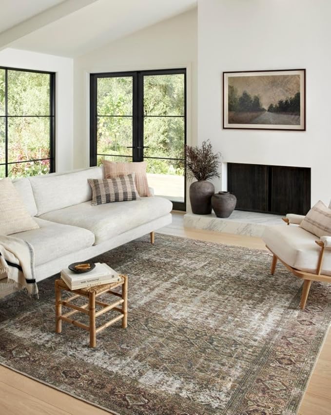 Loloi Amber Lewis Georgie Collection GER-07 Moss/Salmon 2'-0" x 5'-0", .19" Pile Height, Accent Rug