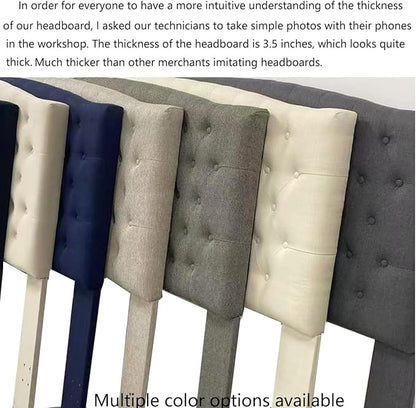 24KF Upholstered Tufted Button Linen Fabric Headboard,Comfortable Fashional Headboard King/CA King Size,Linen