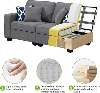 Legend Vansen Modular Sectional Sofa U Shaped Couch with Ottoman Modern Reversible Corner Sectional Couch for Living Room (Dark Grey, U Shaped Sofa-4)