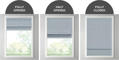 Madison Park Galen Cordless Roman Shade, 35"W x 64"H, Sheen Blue – Room Darkening, Thermal Insulated, Energy Efficient Window Blind with Subtle Sheen Basketweave Fabric for Privacy