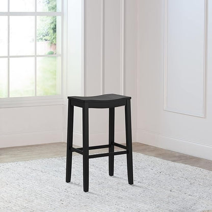 Hillsdale Fiddler Wood Backless Bar Height Stool with Saddle-Style Seat, Black