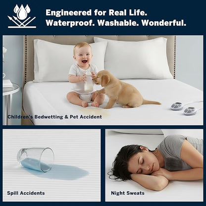 Serta Waterproof Heated Mattress Pad - Electric Bed Warmer with 10 Heat Settings, Auto Shut Off Timer, ETL Certified Electric Mattress Pad, Elastic Deep Pocket, Machine Washable, White King