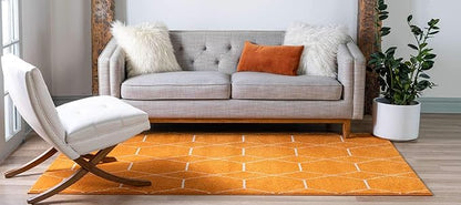 Unique Loom Trellis Frieze Collection Area Rug - Geometric (5' 1" x 8', Orange/ Ivory)