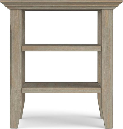 SIMPLIHOME Acadian SOLID WOOD 19 Inch Wide Square Transitional End Table in Distressed Grey, For the Living Room and Bedroom