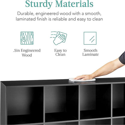 Best Choice Products 8-Cube Storage Organizer, 13.5in Shelf Opening, Bookcase, Display Shelf, Customizable w/ 2 Removable Back Panels – Black