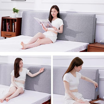 Upholstered Queen Headboard, No Tools Needed, Wall Mounted Headboard with Removeable Washable Linen, Multi-Functional Backrest (Grey)