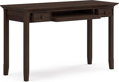 SIMPLIHOME Amherst SOLID WOOD Transitional 54 Inch Wide Desk in Farmhouse Brown, For the Office Desk, Writing Table, Workstation and Study Table